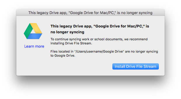 Legacy drive sync post-shutdown reminder