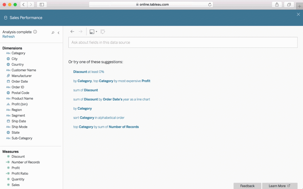 Tableau Ask Data