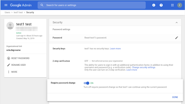 Google password reset