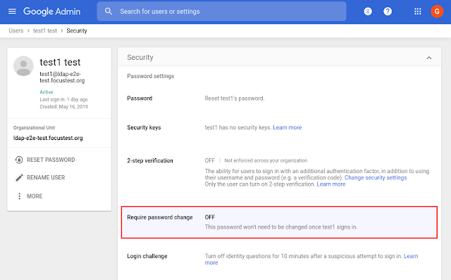 Google password reset