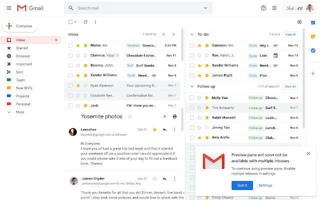 Várias Caixas de entrada do Gmail