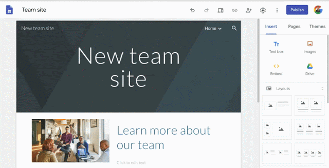 features Google Sites